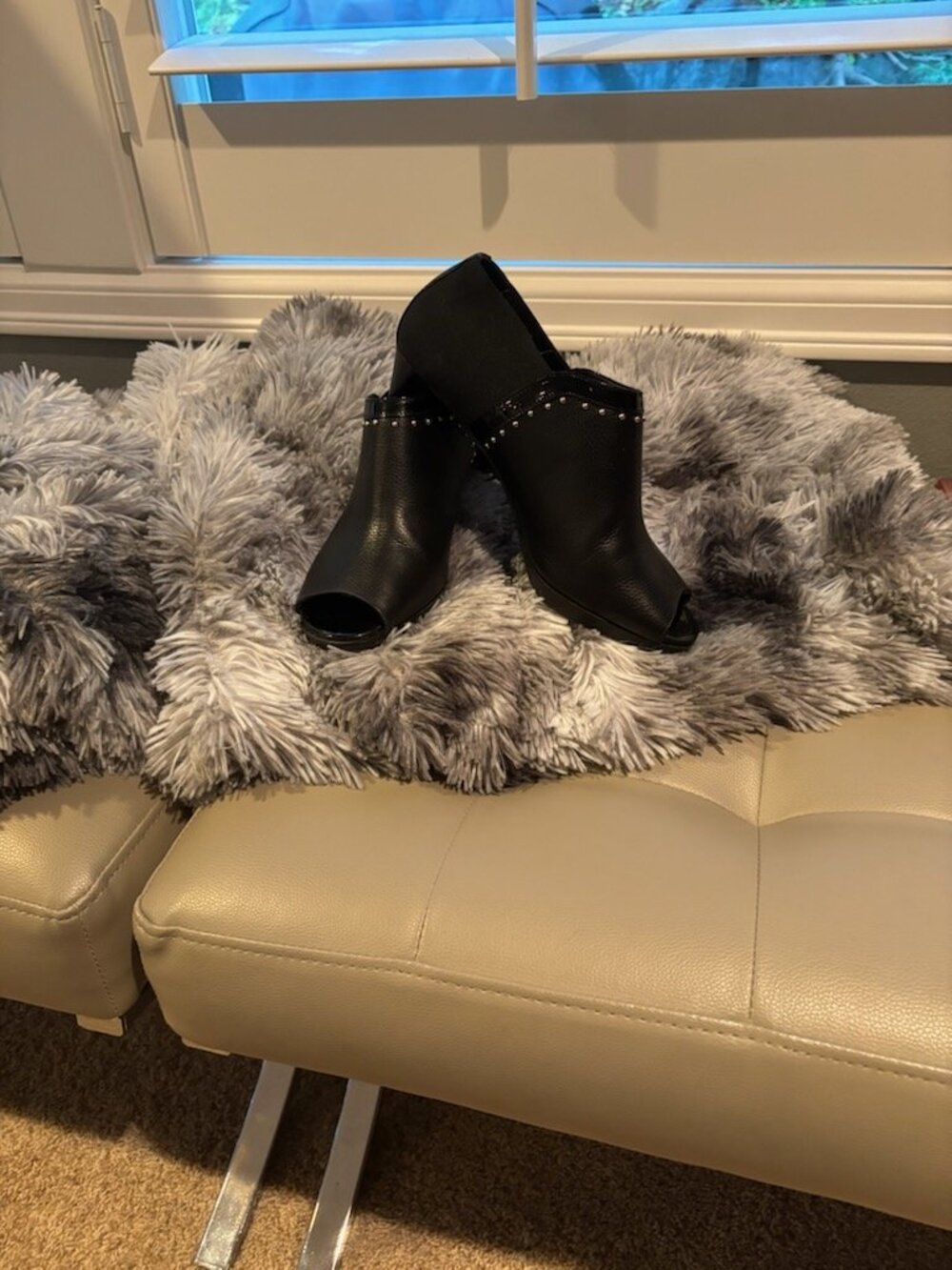 Brighton - Vixon Black Studded Peep Toe Heel
